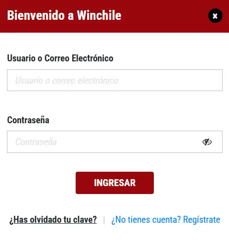 Bienvenido a Winchile — formulario de inicio de sesion
